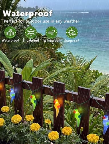 Parrot String Lights, 8.5FT 10 LED Summer String Lights with UL Certified Plug, Waterproof Tropical Party Decorations for Patio, Connectable Hawaiian Lights for Garden Backyard Bedroom Decor - Image 2