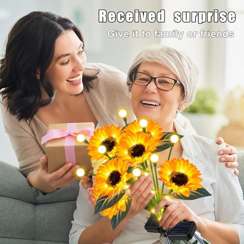 4 Pack Solar Sunflowers with Firefly Lights Garden Decor Gifts - Image 5