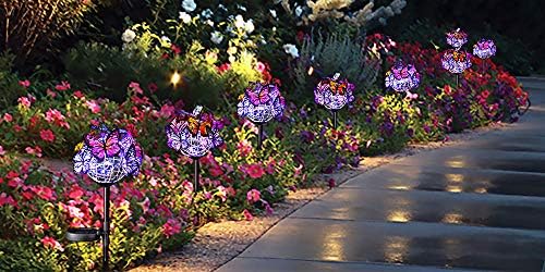 Outdoor Solar Garden Lights - 2 Pack Solar Powered Garden Stake Lights with 18 Butterflies and Copper String Lights, Multicolor - Image 7