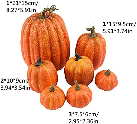 Fall Pumpkin Decor | 7 Large Orange Fake Pumpkin Fall Decorations, Artificial Pumpkins Harvest Faux Foam Pumpkins for Fall Autumn Halloween Thanksgiving Decorations Outdoor - Image 5