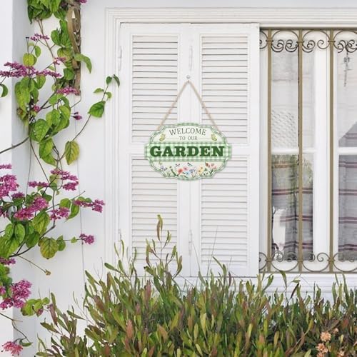 HOURIA 3D Welcome to Our Garden Wood Sign,(11.4”x8”) Gardening Greenhouse Decor, Gardening Sign, Flowers Butterfly Garden Decorations for Outside,Gardening Gifts,Gifts for Plant Lovers - Image 2