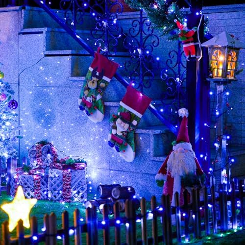 JMEXSUSS 250 LED Blue Christmas Lights, Halloween String Lights Plug in - Image 7
