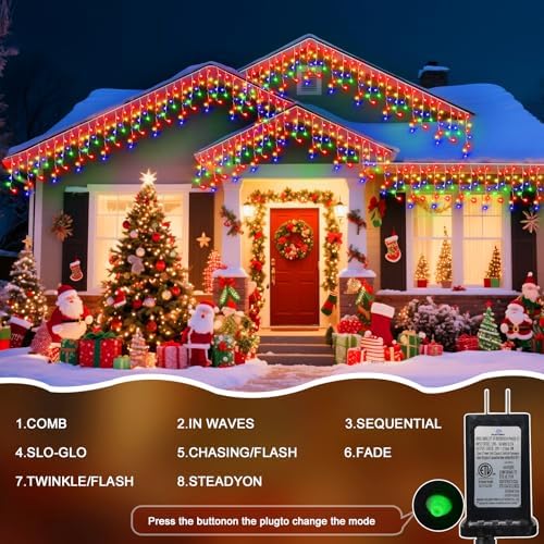 98 Ft Ice Light for Outside, 900 LED Christmas Lights Outdoor Plug in, Christmas Ice Lighting with 8 Modes & Timer for Holiday, Party, Wedding, House, Patio, Outdoor Decor(Multicolor) - Image 3