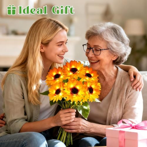 Solar Sunflower Lights Outdoor Garden Decor, 2 Pack with 12 Sunflowers,8 Lighting Modes, Birthday Gifts for Mom Women, Outdoor Decorative Stakes Light for Landscape Yard Patio Lawn - Image 6