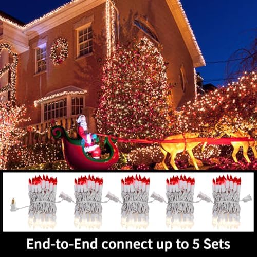 LAMPHOME 100 Count Red Clear Valentine Lights, Connectable 20ft Valentine Room Lights, Plug in Pink Christmas String Light Indoor Outdoor for Christmas Bedroom Valentines Party - Image 7