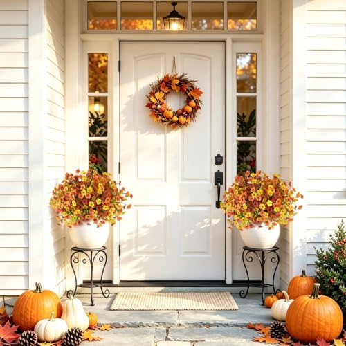 INQCMY 24 Pcs Artificial Mums for Outdoors Planters Fake Flowers Fall Decor - Image 3
