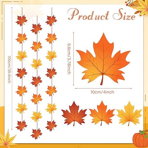 Ceenna 8 Pcs Fall Hanging Decoration Maple Leaf Hanging Garlands for Autumn - Image 2