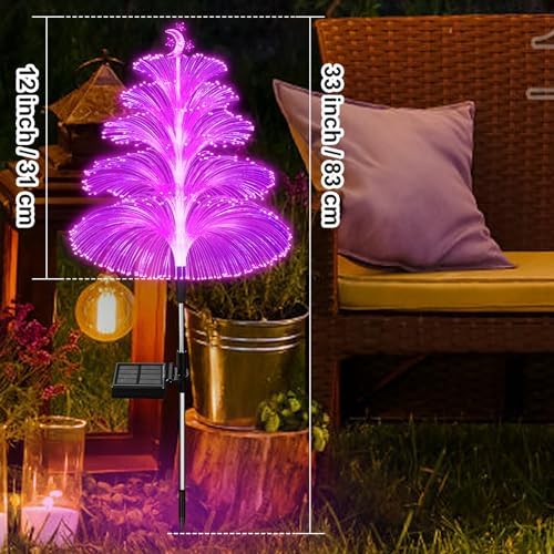 WEITEXS Solar Garden Lights Decorations Outdoor Waterproof 5 Layer Optical Fiber 7 Color Changing for Yard Pathway Outside Decorative Gifts for Mother's Women, 3 Pack - Image 7