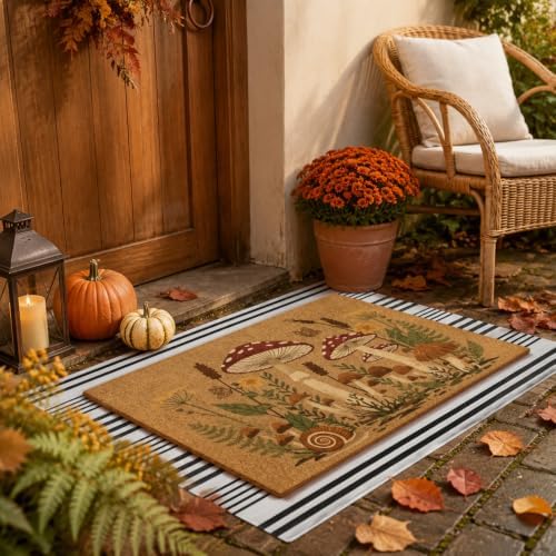 Drydiet 2 Pcs Fall Mushroom Woodland Door Mat Set, Autumn Cottagecore Decor - Image 6