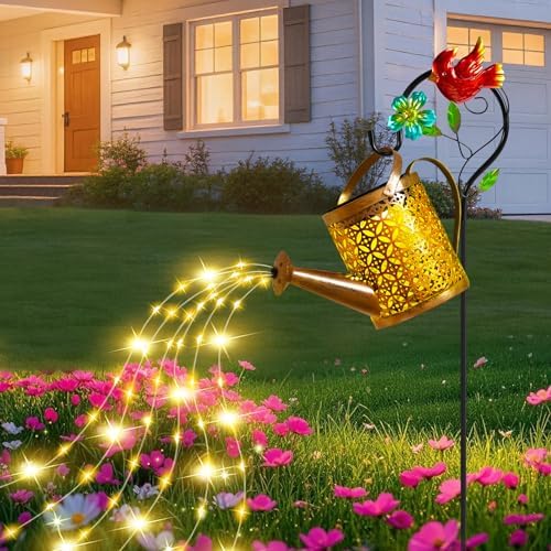 Solar Garden Lights Outdoor Decor, Cardinal Watering Can Lantern Waterproof by OSTRITEC