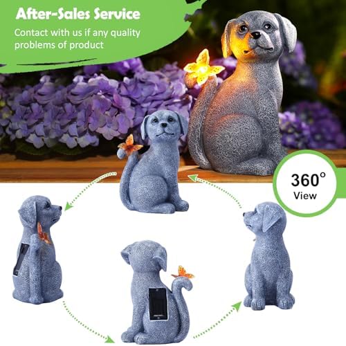 Nacome Dog Outdoor Statues for Garden with Solar Butterfly - Image 3