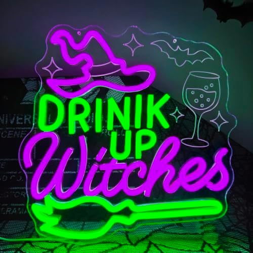 Halloween Neon Sign Drink Up Witches Led Neon Sign for Wall Decor Dimmable by Geeinar