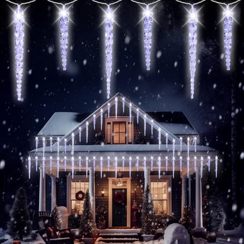 (New) Outdoor Icicle Lights, 16.2Ft 40 LED Twinkling Icicle String Lights, Connectable 40 Tubes Chrisitmas Lights, Waterproof Hanging Christmas Ornament Plug in for Wedding, New Year, Home Decor by Qulist