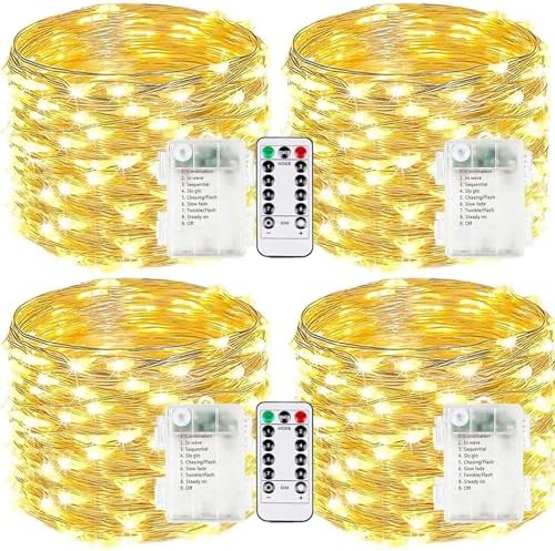 4 Pack Fairy Lights Battery Operated Twinkle String Light Remote Warm White by EXF