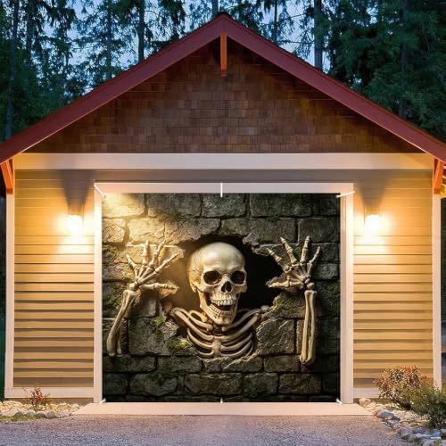 8x7FT Halloween Garage Door Banner Horror Hanging Backdrop Decor - Image 4