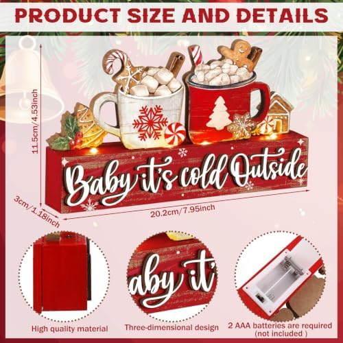 Chunful Lighted Christmas Table Decor Christmas Hot Cocoa Table Centerpiece - Image 3