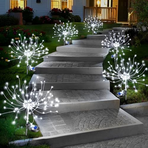 Anordsem Solar Firework Lights Outdoor Garden Sparkler Lights 6 Pack White by Anordsem