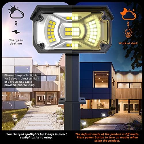 LEREKAM Solar Spot Lights,IP65 Waterproof 40 LED's Landscape Spotlights,3 Modes Outdoor Garden Lights, 360 Adjustable Lighting Angle, Solar Powered Wall Lights for Yard Porch 10 Pack - Image 5