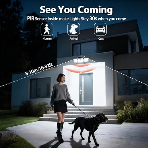 INCX Solar Lights Outdoor, 3000LM Motion Sensor Outdoor Lights, 4PCS, White - Image 2