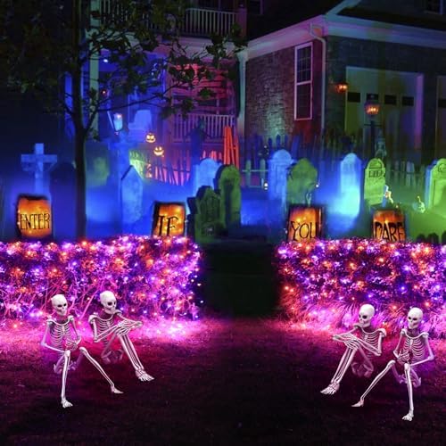 Pooqla Orange and Purple Halloween Net Lights Outdoor, 28x 5ft Clear Wire - Image 7