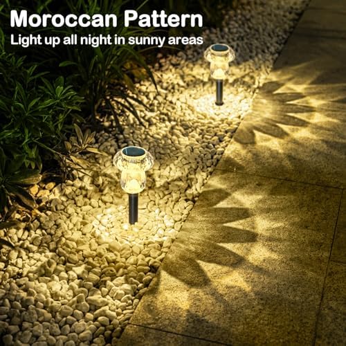 Solar Pathway Lights Outdoor 8 Pack Warm White Mushroom Decor - Image 6