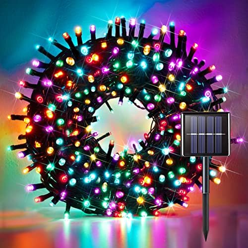 suddus 5 Colors Solar String Lights, Solar Christmas Lights Outdoor Waterproof with 8 Lighting Modes, Multi Colored 100LED Christmas String Lights for Indoor Patio Yard Trees Holiday Decoration by SUDDUS