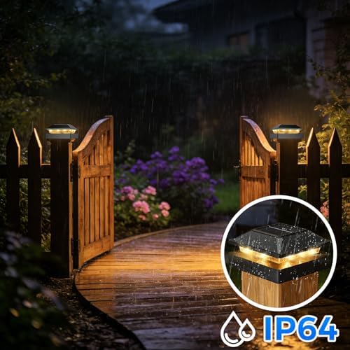 Peasur 4x4 Solar Post Cap Lights, 2 Modes 16 LED Post Solar Lights Waterproof, Black Fence Deck Lights Fit Wooden/Vinyl Post for Porch Patio - Image 3