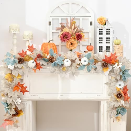 Fall Decor, 6Ft Fall Garland for Mantle (2 PCS) - Image 6