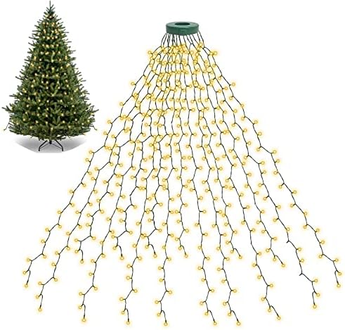 BOLWEO Christmas Tree Lights, 592LED 16 Lines Christmas Lights for Tree 8 Modes for 8ft-10ft Christmas Tree, UL Certified Indoor Outdoor Christmas Decorations 16 * 9.8ft Drops Warm White by BOLWEO