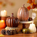 Vicenpal 2 Pcs Fall Pumpkin Decor Resin Pumpkin Table Decor, Brown, Glossy by Vicenpal