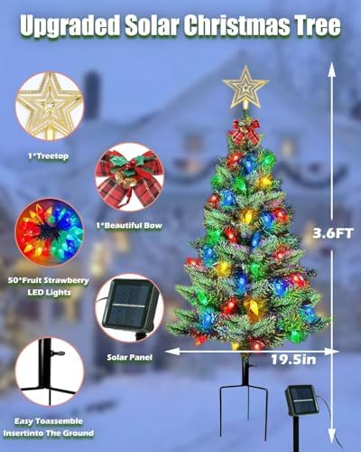 2 Pack Solar Christmas Trees Outdoor 100 LED Multicolor C6 Lights - Image 2