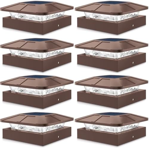 Peasur 8 Packs 4x4 Brown Solar Post Cap Lights Outdoor with 3 Modes by Peasur