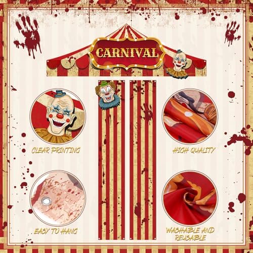 Tiamon Halloween Circus Tent Door Decorations Carnival Circus Porch Banner - Image 2