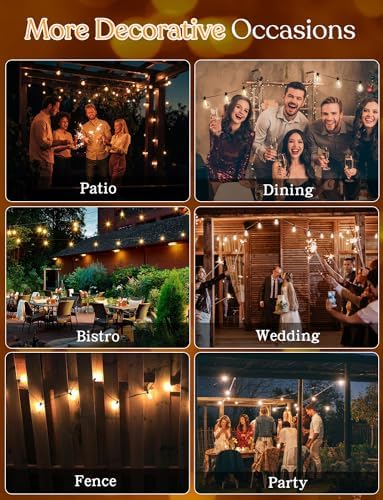 YOYONACY 150 FT Outdoor String Lights for Outside – LED Patio Lights Waterproof with Dimmer Remote – Hanging Lights Shatterproof ST38 Vintage Edison Bulbs Porch Backyard Cafe Bistro - Image 6