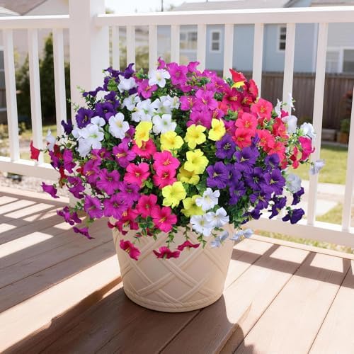 INQCMY Artificial Fake Petunias Flowers for Outdoors Spring Home Decoration - Image 3