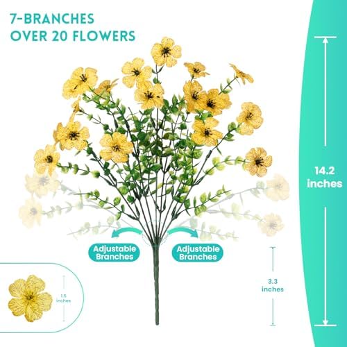Hrobek Fake Flowers for Outdoors Faux Plants Outside Indoor,UV Resistant Realistic Silk Artificial Daisy for Home Patio Garden Back Yard Front Porch Decor Spring Summer(12 Bunches,4 Multi Colors) - Image 3