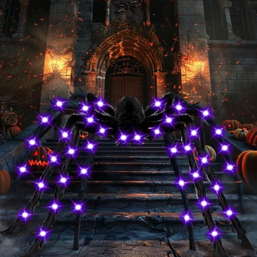 78" Jumbo Halloween Light up Spider Scary Giant Spider for Indoor Outdoor Halloween Spider Decorations Party Favor Yard Home House Décor Multicolor - Image 5