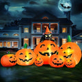 Joiedomi 7 FT Long Halloween Inflatables Pumpkin Outdoor Decorations, 7 Pumpkins Outside Decoration with Witch's Cat with Build-in LEDs Blow Up Inflatables for Party Yard Lawn Garden Decor by Joiedomi
