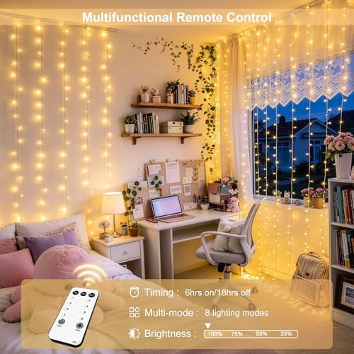 JMEXSUSS 600 LED Curtain Lights, String Lights for Bedroom,9.5ft x 19.6ft - Image 2