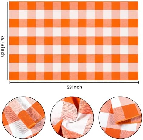 Orange and White Outdoor Rug 3'x5',Farmhouse Halloween Front Porch Rug - Image 2
