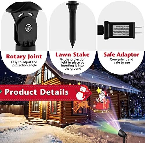 Goplus Christmas Projector Lights w/ 65° Adjustable Angle, Lawn Stake - Image 6