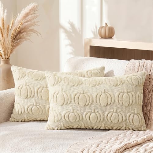 AVOIN colorlife Beige Fall Pumpkin Throw Pillow Covers 12x20 Inch by AVOINcolorlife