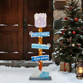 Lighted Wooden Christmas Porch Sign | Let It Snow Winter Welcome Porch Decor |Xmas Hat Gloves Candy Cane Wood Signs for Winter Wonderland Bule Christmas Decorations by Unknown