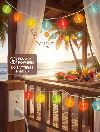Multicolor Lantern String Lights Outdoor, 8.5FT Plug-in Patio String Lights with 10 Mini Hanging Lanterns, Waterproof Decorative Lights for Garden, Bedroom, Bistro, Christmas Party - Image 4