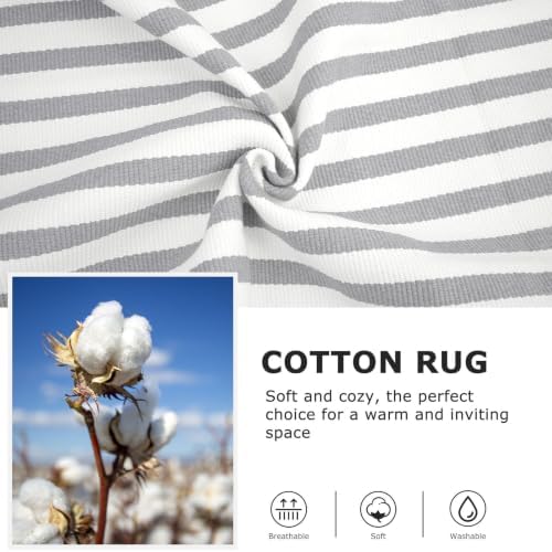 IOHOUZE 3x5 Striped Outdoor Rug, Washable Front Porch, Grey White - Image 6