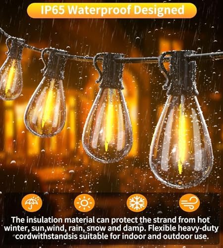 300FT Outdoor String Lights,120+2 Led Waterproof Shatterproof Edison Bulbs - Image 4