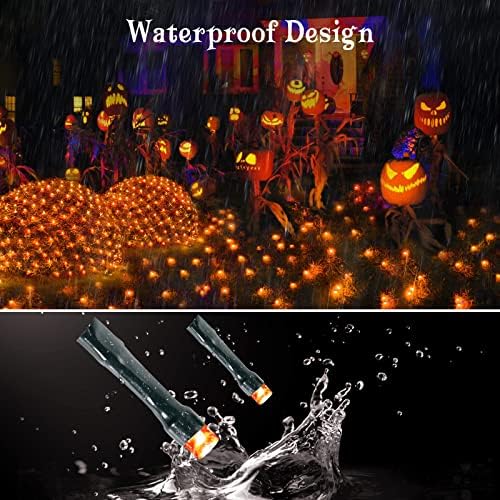 BlcTec Halloween Net Lights 360 LED 9.8ft x 6.6 Orange Halloween Lights with 8 Modes, Timer, Connectable, Waterproof & Dark Green Wire Design for Lawn, Porch, Shrub, Bushes Outdoor Holiday Decorations - Image 3