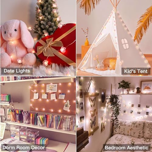 suddus 12.8ft 40 LED Pink Fairy Lights Cherry Blossom Battery Operated - Image 2