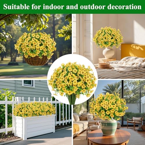Ouddy Decor 24 Pcs Artificial Flowers for Outdoors Decorations, Yellow - Image 5