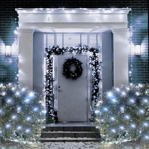 Pooqla Cool White Net Lights, 15x 5ft Christmas Lights Outdoor Clear Wire - Image 3